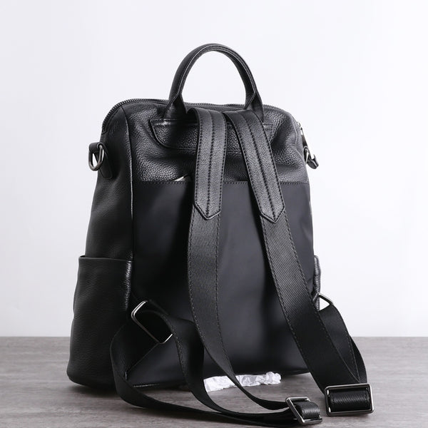 Black Leather School Backpack Womens Cute College Backpack Purse Black Leather T NB03581154