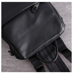 Black Leather School Backpack Womens Cute College Backpack Purse Black Leather Travel Rucksack for Ladies