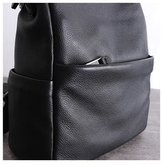 Black Leather School Backpack Womens Cute College Backpack Purse Black Leather Travel Rucksack for Ladies