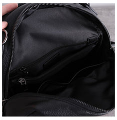Black Leather School Backpacks Womens Cute College Backpack Purse Black Leather Travel Rucksack for Ladies