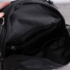 Black Leather School Backpacks Womens Cute College Backpack Purse Black Leather Travel Rucksack for Ladies