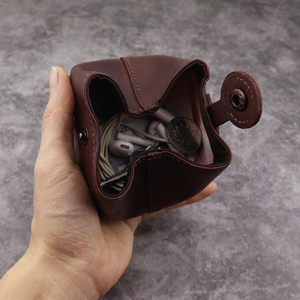 Black Women Mens Leather Coin Purse Coin - Back View