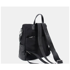 Black Nylon Backpack Womens Convertible Backpacks Purse Nylon Leather Travel Rucksack for Ladies