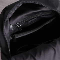 Black Nylon Backpack Womens School Backpack Purse Black Nylon Leather Travel Rucksack for Ladies