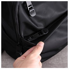 Black Nylon Backpack Womens School Backpack Purse Black Nylon Leather Travel Rucksack for Ladies