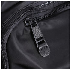 Black Nylon Backpack Womens School Backpack Purse Black Nylon Leather Travel Rucksack for Ladies