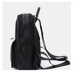 Black Nylon Backpack Womens School Backpack Purse Black Nylon Leather Travel Rucksack for Ladies