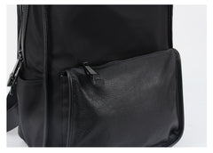 Black Nylon Backpack Womens School Backpack Purse Black Nylon Leather Travel Rucksack for Ladies