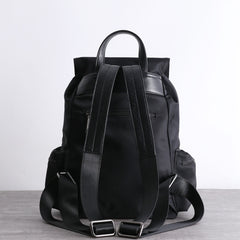 Black Nylon Backpack Womens School Backpacks Purse Nylon Leather Travel Rucksack for Ladies