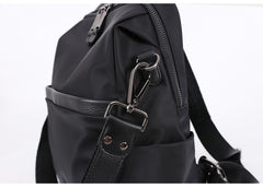 Black Nylon Satchel Backpack Womens Convertible School Backpacks Purse Nylon Travel Rucksack for Ladies