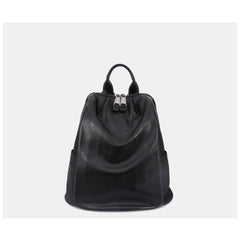 Black Nylon Satchel Backpack Womens Cute School Backpack Purse Black Nylon Leather College Rucksack for Ladies