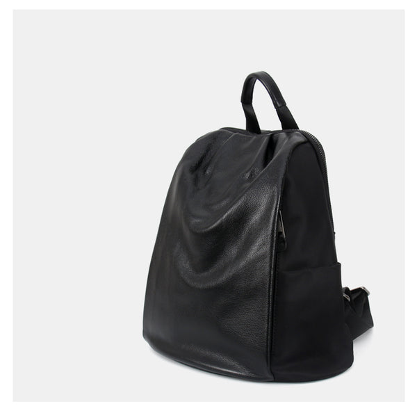 Black Nylon Satchel Backpack Womens Cute School - Back View