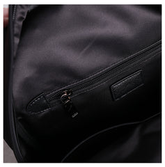 Black Nylon Satchel Backpack Womens School Backpack Purse Black Nylon Leather Travel Rucksack for Ladies