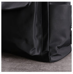 Black Nylon Satchel Backpack Womens School Backpacks Purse Nylon Leather Travel Rucksack for Ladies