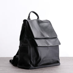 Black Nylon Satchel Backpack Womens School Backpacks Purse Nylon Leather Travel Rucksack for Ladies