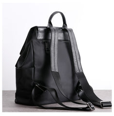 Black Nylon Satchel Backpack Womens School Backpacks Purse Nylon Leather Travel Rucksack for Ladies