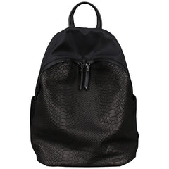 Black Nylon Satchel Backpack Womens Snake Pattern Leather School Backpacks Purse Nylon Leather Travel Rucksack for Ladies