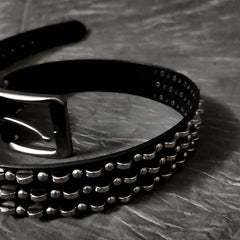 Cool Black Leather Metal Rivet Rock Belt Biker Motorcycle Belt Black Punk Leather Belt For Men