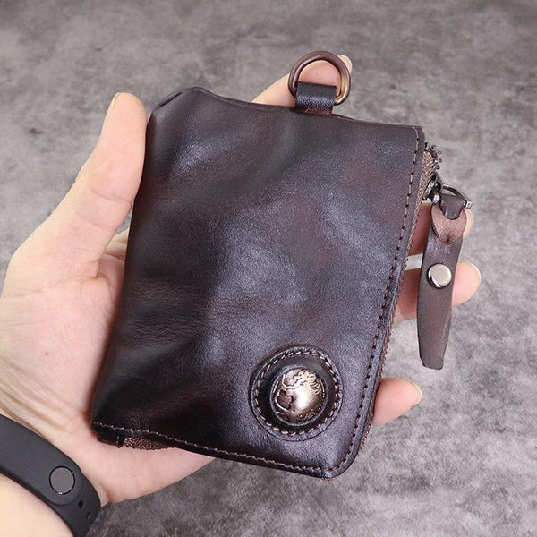 Brown Men Leather Front Pocket Wallets Card - Back View