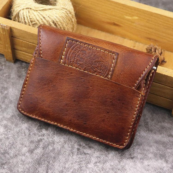 Brown Leather Men Card Holder Wallet Leather - Back View