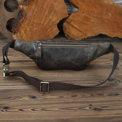 Brown MENS LEATHER FANNY PACK Coffee BUMBAG - Stitching Detail