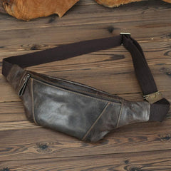 Brown MENS LEATHER FANNY PACK Coffee BUMBAG - Lifestyle View