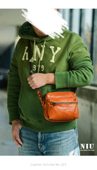 Fashion Simple Black Small Leather Men Side Bag Tan Messenger Bag Courier Bag For Men