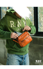 Fashion Simple Black Small Leather Men Side Bag Tan Messenger Bag Courier Bag For Men