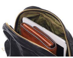 Cool Black Leather Men Small Vertical Messenger Bags Brown Side Bag Courier Bag For Men