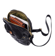 Cool Black Leather Men Small Vertical Messenger Bags Brown Side Bag Courier Bag For Men