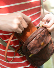 Cool Black Leather Men Small Vertical Messenger Bags Brown Side Bag Courier Bag For Men