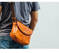 Vintage Black Leather Men Small Brown Side Bag Black Messenger Bags Courier Bag For Men