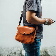 Vintage Black Leather Men Small Brown Side Bag Black Messenger Bags Courier Bag For Men