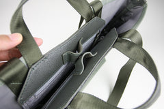 Khaki Womens Nylon Handbag Totes Khaki Womens Nylon Leather Shoulder Tote Purse for Ladies