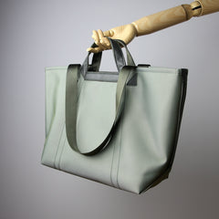 Light Green Womens Nylon Handbag Totes Light Green Womens Nylon Leather Shoulder Tote Purse for Ladies