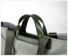 Light Gray Womens Nylon Handbag Totes Light Gray Womens Nylon Leather Shoulder Tote Purse for Ladies