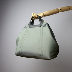 Light Green Womens Nylon Handbag Totes Light Green Womens Nylon Leather Shoulder Tote Purse for Ladies