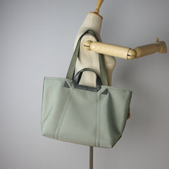 Light Green Womens Nylon Handbag Totes Light Green Womens Nylon Leather Shoulder Tote Purse for Ladies