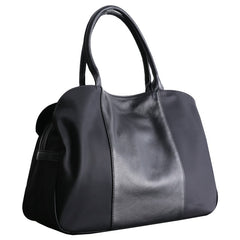 Black Womens Nylon Leather Shopper Bag Totes Womens Black Nylon Shoulder Shopper Purse Nylon Handbag Purse for Ladies