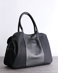 Black Womens Nylon Leather Shopper Bag Totes Womens Nylon Large Shoulder Shopper Purse Black Nylon Handbag Purse for Ladies
