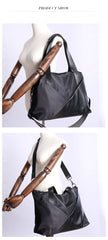 Womens Nylon Leather Shoulder Handbags Womens Black Nylon Totes Purse Nylon Handbag Purse for Ladies