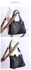 Black Womens Nylon Leather Shoulder Handbag Womens Black Nylon Totes Purse Nylon Handbag Purse for Ladies