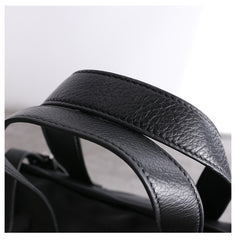 Black Womens Nylon Leather Tote Handbag Vertical Womens Black Nylon Shoulder Travel Purse Nylon Work Purse for Ladies