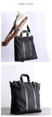 Womens Nylon Leather Tote Handbag Vertical Womens Black Nylon Shoulder Travel Purse Nylon Work Purse for Ladies