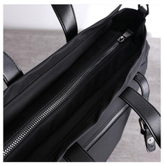 Womens Nylon Leather Tote Handbag Vertical Womens Black Nylon Shoulder Travel Purse Nylon Work Purse for Ladies