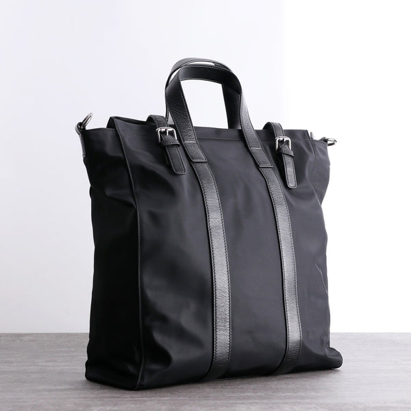 Womens Nylon Leather Tote Handbag Vertical Womens Black Nylon Shoulder Travel Pu NB02991089