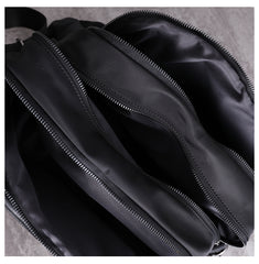 Black Womens Nylon Leather Travel Bag Totes Womens Black Nylon Shoulder Travel Purse Nylon Handbag Purse for Ladies