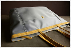 Gray Womens Nylon Shoulder Tote Womens Nylon Shoulder Tote Gray&Yellow Nylon Handbag Shoulder Purse for Ladies