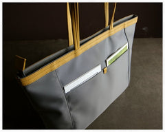 Gray Womens Nylon Shoulder Tote Womens Nylon Shoulder Tote Gray&Yellow Nylon Handbag Shoulder Purse for Ladies