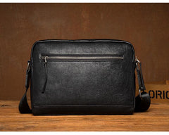 Fashion Black Mens Leather 10 inches Mens Small Messenger Bag Brown Courier Bag Postman Bag for Men